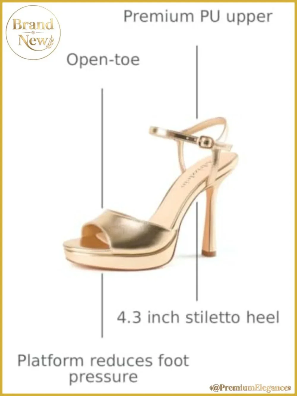 Platform Stiletto Heels Faux Leather ANKLE Strap Open Toe